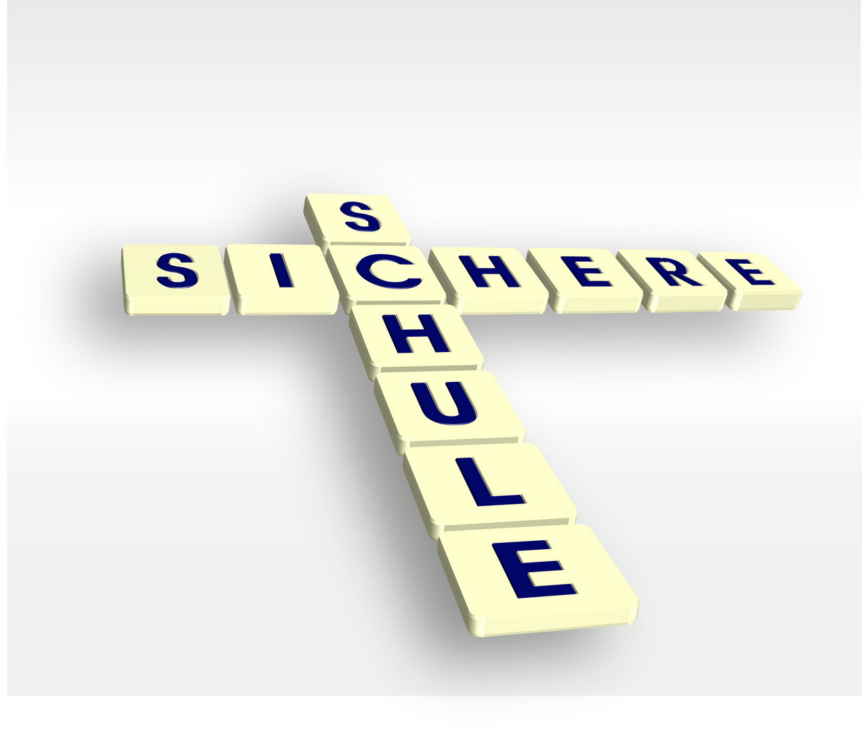 Scrabblesteine, die die Wörter sichere Schule bilden.